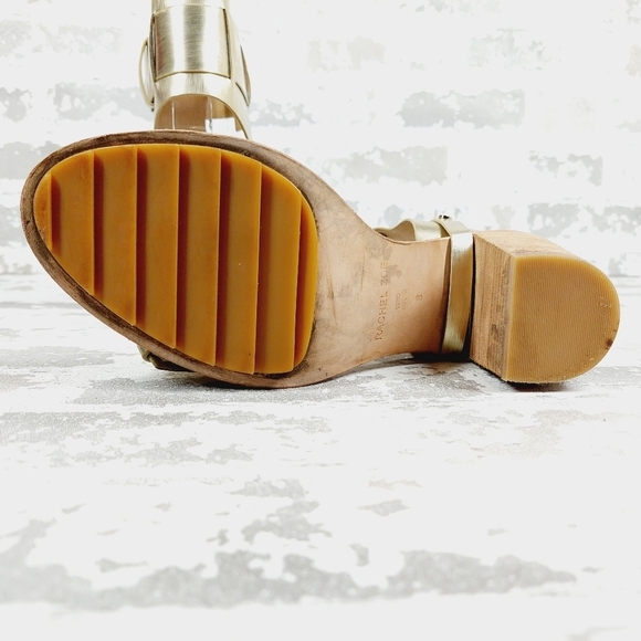 Rachel Zoe Gold Big Buckle Details Ankle Strap Heeled Sandals M135 - Picture 8 of 13